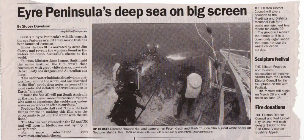 Snippet from Port Lincoln Times 2nd March 09