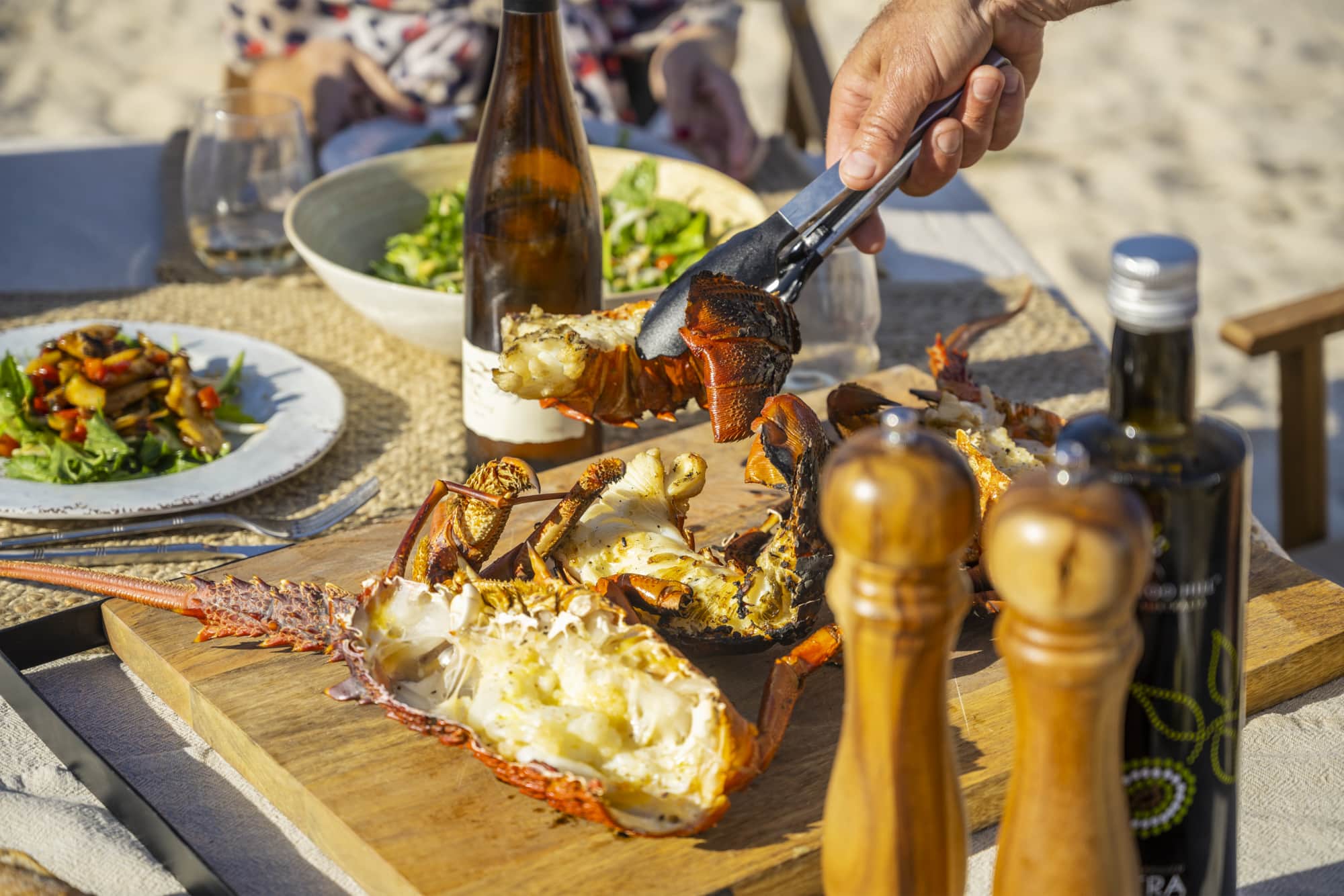 beach seafood and wine picnic